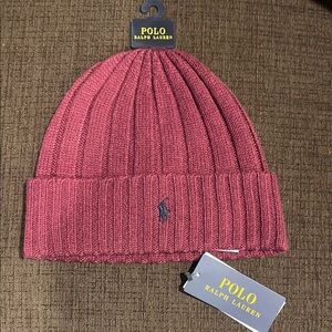 Ralph Lauren Ribbed Beanie in Dusty Rose